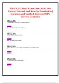 WGU C172 Final Exam (New 2023/ 2024 Update) Network and Security Foundations|  Questions and Verified Answers| 100% Correct| Graded A 