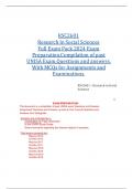 RSC2601(RESEARCH IN SOCIAL SCIENCE)EXAM PACK 2024,EXAM PREPARTION.THIS DOCUMENT IS COMPILATION OF PAST EXAMS,QUESTION WITH ANSWERS  AND ASSIGNMENTS /TEST YOURSELF QUESTIONS AND ANSWER GUIDE.