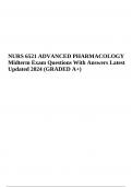NURS 6521 ADVANCED PHARMACOLOGY Midterm Exam Questions With Answers Latest Updated 2024 (GRADED A+)