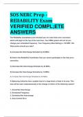 SOS NERC Prep - RElIABILITY Exam VERIFIED COMPL;ETE  ANSWERS