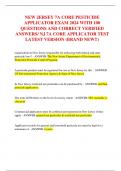 NEW JERSEY 7A CORE PESTICIDE  APPLICATOR EXAM 2024 WITH 100  QUESTIONS AND CORRECT VERIFIED  ANSWERS/ NJ 7A CORE APPLICATOR TEST  LATEST VERSION (BRAND NEW!!)