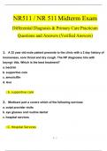 NR511 / NR 511 Midterm Exam: Differential Diagnosis & Primary Care Practicum Questions and Answers (2024 / 2025) (Verified Answers)