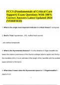 FCCS (Fundamentals of Critical Care Support) Exam Questions With 100% Correct Answers Latest Updated 2024 (VERIFIED)