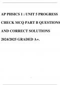 AP PHSICS 1 : UNIT 5 PROGRESS CHECK MCQ PART B QUESTIONS AND CORRECT SOLUTIONS 2024/2025 GRADED A+.