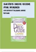 TEST BANK FOR DAVIS'S DRUG GUIDE FOR NURSES 19TH EDITION BY VALLERAND, SANOSKI Latest Verified Review 2024 Practice Questions and Answers for Exam Preparation, 100% Correct with Explanations, Highly Recommended, Download to Score A+