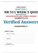 2023/2024 BRAND NEW!!! NR 511 WEEK 5 QUIZ MIDTERM EXAM QUESTIONS WITH 100% CORRECT ANSWERS (SCORED 15/15) Verified Answers GUARANTEED A+