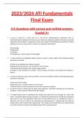 2023/2024 ATI Fundamentals Final Exam. 115 Questions with correct and verified answers. Graded A+