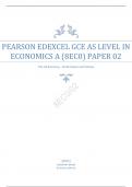 PEARSON EDEXCEL  AS LEVEL IN ECONOMICS  PAPER 2  QUESTION PAPER JUNE 2023