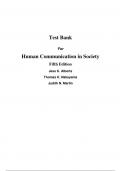 Test Bank For Human Communication in Society 5th Edition By Jess Alberts, Thomas Nakayama, Judith Martin (All Chapters, 100% Original Verified, A+ Grade)