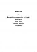 Test Bank For Human Communication in Society 6th Edition By Jess Alberts, Thomas Nakayama, Judith Martin (All Chapters, 100% Original Verified, A+ Grade)