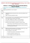 NUR2459 / NUR 2459 Mental and Behavioral Health Nursing - Exam 1 Study Guide - Rasmussen