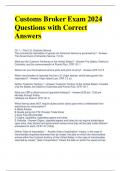 Customs Broker Exam 2024 Questions with Correct Answers