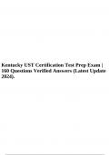Kentucky UST Certification Test Prep Exam | 160 Questions Verified Answers (Latest Update 2024).