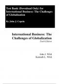 Test Bank For International Business The Challenges of Globalization 10th Edition By John Wild, Kenneth Wild (All Chapters, 100% Original Verified, A+ Grade) 