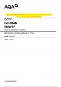 2023 AQA GCSE GERMAN 8668/SF Paper 2 Speaking Foundation Mark scheme including Guidance for Photo cards June 2023 [VERIFIED]