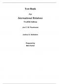 Test Bank For International Relations 12th Edition By Jon Pevehouse, Joshua Goldstein (All Chapters, 100% Original Verified, A+ Grade) 