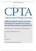 California Physical Therapy Law Exam Containing 165 Questions & Answers with Definitive Solutions Updated 2024. 
