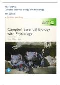 TEST BANK: Campbell Essential Biology with Physiology,  6th Edition by Eric Simon ,  Jean Dickey, perfect solution  2024