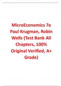 Test Bank for MicroEconomics 7th Edition By Paul Krugman, Robin Wells (All Chapters, 100% Original Verified, A+ Grade)