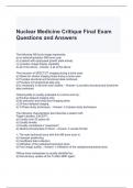 Nuclear Medicine Critique Final Exam Questions and Answers