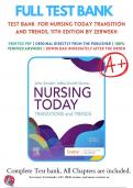 Test Bank For Nursing Today: Transition and Trends, 11th Edition (Zerwekh, 2023) | 9780323810159 | All Chapters with Answers and Rationals