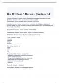 Bio 101 Exam 1 Review - Chapters 1-4 Questions and Answers 2024