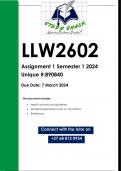 LLW2602 Assignment 1 (QUALITY ANSWERS) Semester 1 2024