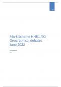 OCR Geography A Level paper 3 MarkScheme for June 2023-  Geographical debates  