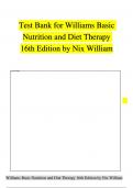 Test Bank for Williams Basic Nutrition and Diet Therapy 16th Edition by Nix William Chapter 1-23 