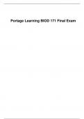 Portage Learning BIOD 171 Final Exam