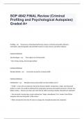 SOP 4842 FINAL Review (Criminal Profiling and Psychological Autopsies) Graded A+