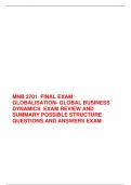MNB 3701  FINAL EXAM GLOBALISATION- GLOBAL BUSINESS DYNAMICS  EXAM REVIEW AND SUMMARY POSSIBLE STRUCTURE  QUESTIONS AND ANSWERS EXAM 