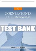 Test Bank For Cornerstones of Cost Management - 4th - 2018 All Chapters - 9781305970663
