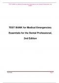 TEST BANK for Medical Emergencies: Essentials for the Dental Professional, 2nd Edition . ISBN- 9780133065626 | All Chapters Updated A+