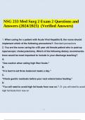 NSG 233 Med Surg 2 Exam 2 Questions and Answers (2024/2025) (Verified Answers).