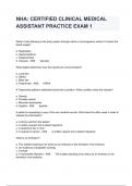 NHA: CERTIFIED CLINICAL MEDICAL ASSISTANT PRACTICE EXAM 1  Questions Rated  100%  Correct Answers