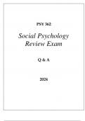 PSY 362 SOCIAL PSYCHOLOGY REVIEW EXAM Q & A 2024.
