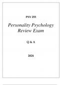 PSY 255 PERSONALITY PSYCHOLOGY REVIEW EXAM Q & A 2024