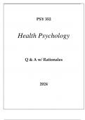 PSY 352 HEALTH PSYCHOLOGY Q & A & RATIONALES 2024