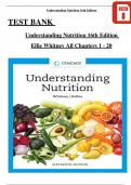 TEST BANK FOR UNDERSTANDING NUTRITION, 16th EDITION BY ELLIE WHITNEY, ALL CHAPTERS 1 - 20 COMPLETE, VERIFIED LATEST VERSION