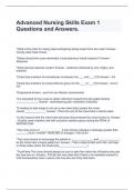 Advanced Nursing Skills Exam 1 Questions and Answers