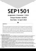 SEP1501 Assignment 2 (ANSWERS) Semester 1 2024 - DISTINCTION GUARANTEED