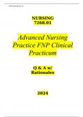 Advanced Nursing Practice FNP Clinical Practicum Q & A w/ Rationales 2024