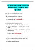 FACHE Week 1 Governance and Organizational Structure Study Questions 
