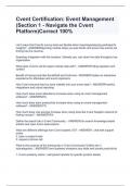 Cvent Certification: Event Management (Section 1 - Navigate the Cvent Platform)Correct 100%
