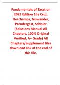 Solutions Manual For Fundamentals of Taxation 2023 Edition 16th Edition By Cruz, Deschamps, Niswander, Prendergast, Schisler (All Chapters, 100% Original Verified, A+ Grade) 