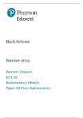 A-Level Edexcel Mathematics Pure Maths Paper 2 2023 Mark scheme