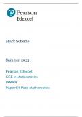 A-Level Edexcel Mathematics Pure Maths Paper 1 2023 Mark scheme