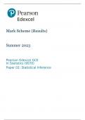 Mark Scheme (Results)  Summer 2023   Pearson Edexcel GCE In Statistics (9ST0) Paper 02: Statistical Inference