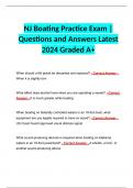 NJ Boating Practice Exam | Questions and Answers Latest 2024 Graded A+